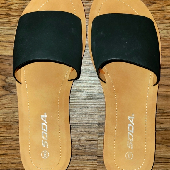 Soda Black Strap Sandles - Picture 1 of 2